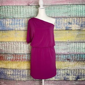 White House Black Market Pink One Shoulder Dress Sz 2